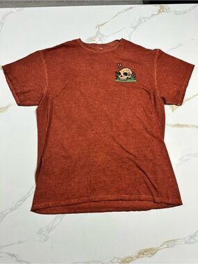 Rust Orange Short Sleeve Tee with Skull Patch